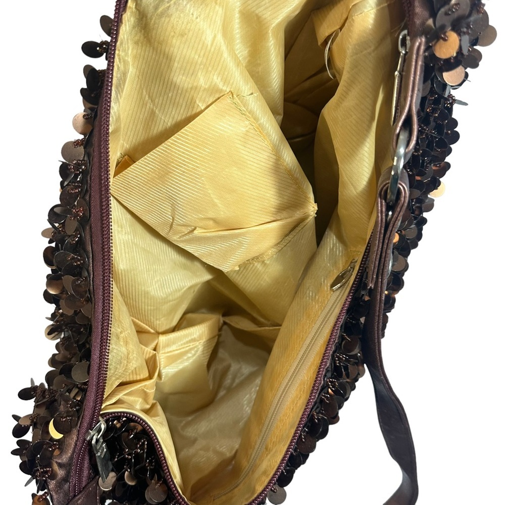 Gorgeous Metallic Brown | Copper colour sequins disco hobo bag - Picture 6 of 7